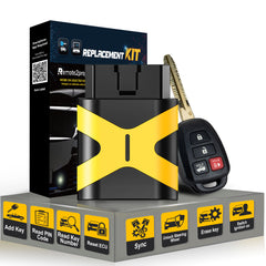 Key Programmer Tool/Bluetooth OBD Tool and Uncut Blade H Chip Car Key Replacement for RAV4/Highlander/Tundra with FCC: GQ4-52T
