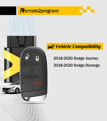 Dodge Car Key Programmer Tool/Bluetooth/12+8 Cable Adapter and Keyless Entry Remote Replacement for 2018+ Dodge Dart/Durango/Journey with FCC: M3N-40821302