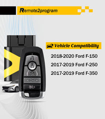 Smart Car Key DIY Porgramming Kit and Keyless Entry Remote Replacement 2018-2020 Ford F-150/2017-2019 Ford F-250/2017-2019 Ford F-350 with FCC: M3N-A2C93142600