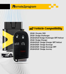 Dodge Car Key Programmer Tool/Bluetooth/12+8 Cable Adapter and Keyless Entry Remote Replacement for 2018+ Dodge/Challenger/Charger/Chr-ysler with FCC: M3N-40821302