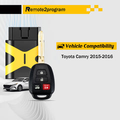 Car Key Programming Tool/Bluetooth OBD and Uncut H Chip Car Key Replacement for 2014-2017 Toyota Camry with FCC: HYQ12BEL