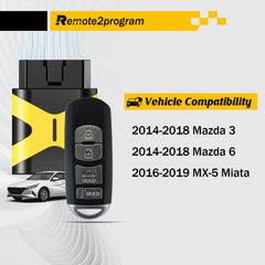 Self Programmable Car Key and Smart Keyless Entry Remote Replacement for 2014-2018 Mazda 3/2014-2018 Mazda 6/2016-2019 MX-5 Miata with FCC: WAZSKE13D01