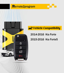 DIY Car Key Programmer OBD Tool and Uncut Blade Car Key Replacement for 2014-2016 Kia Forte/2015-2016 Kia Forte5 with FCC: OSLOKA-870T