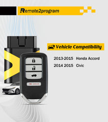 Car Key Programmer Kit OBD Tool and Smart Keyless Entry Remote Replacement for 2013-2015 Honda Accord/2014-2015 Honda Civic with FCC: ACJ932HK1210A
