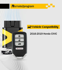 Car Key Programmer Kit OBD Tool and Smart Keyless Entry Remote Replacement for 2016-2019 Honda Civic with FCC: KR5V2X