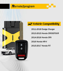 Car Key Programming Tool and Uncut Blade Car Key Replacement for Honda CRV/Crosstour/HR-V/Fit with FCC: MLBHLIK6-1T