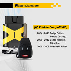 Car Key Fob Simple and Safe Self Programming Car Key Control and Uncut Car Key Fob Replacement for 2006-2009 Dodge RAM 1500 2500 3500 4000 with FCC: KOBDT04A