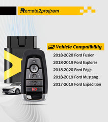 Smart Car Key DIY Porgramming Kit and Keyless Entry Remote Replacement Ford Fusion/Explorer/Edge/Mustang/2017-2019 Ford Expedition with FCC: M3N-A2C93142600