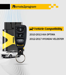 Car Key Fob and Self Porgrammable Keyless Entry Remote Replacement for 2010-2013 Kia Optima and 2012-2017 Hyundia Veloster with FCC: NYOSEKS-TF10ATX