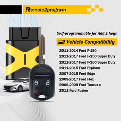Car Key DIY Programmer Tool/OBD Scanner/Add 2 Keys and Car Key Fob Replacement for Ford with FCC: CWTWB1U793(All Key Lost only)