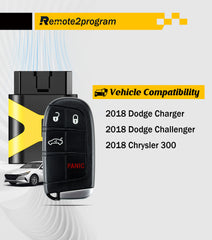 Dodge Car Key Programmer Tool/Bluetooth/12+8 Cable Adapter and Keyless Entry Remote Replacement for 2018+ Dodge Dart/Challenger/Chry-sler 300 with FCC: M3N-40821302