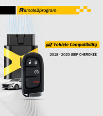 Smart Key Self Programmable Car Key/12+8 Cable Adapter and Keyless Entry Remote Replacement for 2018-2020 Jeep Cherokee with FCC: GQ4-54T