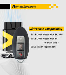 Smart Car Key Keyless Entry Remote and DIY Programming for 2018-2019 Nissan Kick/2020 Nissan Rogue Sport with FCC: KR5TXN1