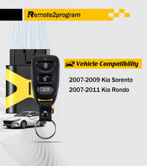 Self Programmable Car Key Fob and Keyless Entry Car Key Replacement for 2007-2009 Kia Sorento/2007-2011 Kia Rondo with FCC: PLNHM-T011