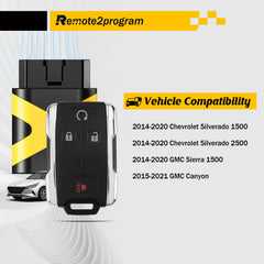 Simple Key Self Programmable Car Key Keyless Entry Remote Replacement for GMC and Chevy with FCC: M3N-32337100