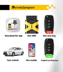 DIY Car Key Programmer OBD Tool and Uncut Blade Car Key Replacement for 2014-2016 Kia Forte/2015-2016 Kia Forte5 with FCC: OSLOKA-870T