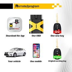 Car Key Programming Tool/Bluetooth OBD and Uncut H Chip Car Key Replacement for 2014-2017 Toyota Camry with FCC: HYQ12BEL