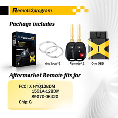 Car Key Programming Tool/Add 2 Keys and Uncut Car Key Replacement for 2012-2016 Toyota Prius C with FCC: HYQ12BDM