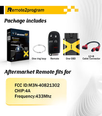 OBD Tool Smart Car Key Programmer Tool and Keyless Entry Remote Replacement for Chrysler 200/300/ and for Dodge Charger/Challenger with FCC: M3N-40821302