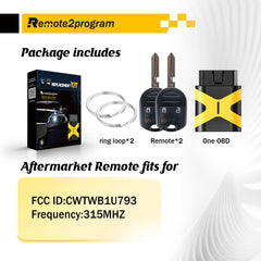 Car Key DIY Programmer Tool/OBD Scanner/Add 2 Keys and Car Key Fob Replacement for Ford with FCC: CWTWB1U793(All Key Lost only)