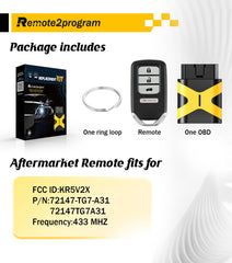Car Key Programmer Kit OBD Tool and Smart Keyless Entry Remote Replacement for 2016-2019 Honda Civic with FCC: KR5V2X