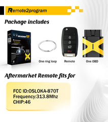 DIY Car Key Programmer OBD Tool and Uncut Blade Car Key Replacement for 2014-2016 Kia Forte/2015-2016 Kia Forte5 with FCC: OSLOKA-870T