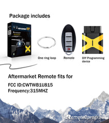 Smart Proximity Insert Keyless Entry Remote Self Programmable Key Fob Replacement for 2013-2015 Nissan Sentra with FCC: CWTWB1U815