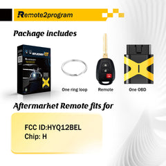 Car Key Programming Tool/Bluetooth OBD and Uncut H Chip Car Key Replacement for Toyota Prius/RAV4 with FCC: HYQ12BEL