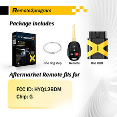 Car Key OBD Programmable Tool and Uncut G Chip Car Key Replacement for 2012-2014 Toyota Camry with FCC: HYQ12BDM