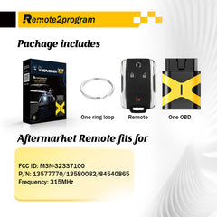 Simple Key Self Programmable Car Key Keyless Entry Remote Replacement for GMC and Chevy with FCC: M3N-32337100