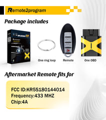 Self Programmable 4A Chip Smart Car Key and DIY Programming Tool Replacement for 2016-2018 Nissan Altima with FCC: KR5S180144014