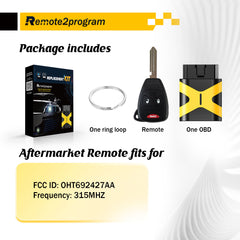 Uncut Blade Self Programmable Car Key Fob Replacement for Dodge/JEE-p/Chr-ysler with FCC: OHT692427AA