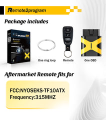 Car Key Fob and Self Porgrammable Keyless Entry Remote Replacement for 2010-2013 Kia Optima and 2012-2017 Hyundia Veloster with FCC: NYOSEKS-TF10ATX