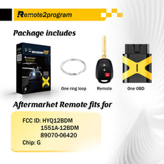 Car Key OBD Programmable Tool and Uncut G Chip Car Key fob Replacement for 2012-2016 Prius C with FCC: HYQ12BDM