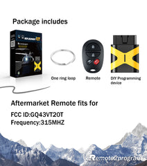 Car Key Keyless Entry Remote Control Replacement for Toyota Sequoia 2008-2016/2007-2015 Toyota Highland 315MHZ with FCC: GQ43VT20T