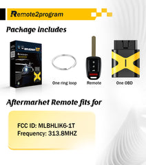 Car Key Programming Tool and Uncut Blade 47Chip Car Key Replacement for Honda Civic/Accord/HR-V/Fit with FCC: MLBHLIK6-1T