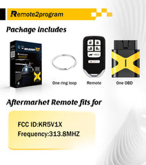 DIY Key Simple and Safe Self Programming Car Key Control and Smart Keyless Entry Remote Replacement for 2014-2017 Honda Odyssey with FCC: KR5V1X
