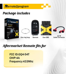 Smart Key Self Programmable Car Key/12+8 Cable Adapter and Keyless Entry Remote Replacement for 2018-2020 Jeep Cherokee with FCC: GQ4-54T