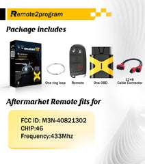 Dodge Car Key Programmer Tool/Bluetooth/12+8 Cable Adapter and Keyless Entry Remote Replacement for 2018+ Dodge Dart/Durango/Journey with FCC: M3N-40821302