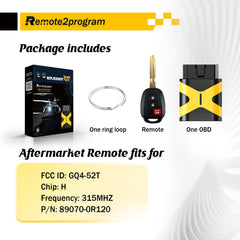 Key Programmer Tool/Bluetooth OBD Tool and Uncut Blade H Chip Car Key Replacement for RAV4 LE/Highlander LE/Tundra with FCC: GQ4-52T