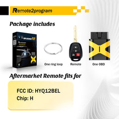Car Key Programming Tool/Bluetooth OBD and Uncut H Chip Car Key Replacement for 2014-2017 Toyota Camry with FCC: HYQ12BEL