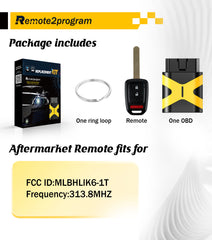 Car Key Programming Tool and Uncut Blade Car Key Replacement for Honda CRV/Crosstour/HR-V/Fit with FCC: MLBHLIK6-1T
