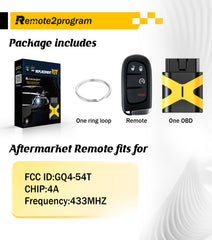 DIY Programming Smart Keyless Entry Remote Control Replacement for 2014-2017 Jeep Cherokee with FCC: GQ4-54T