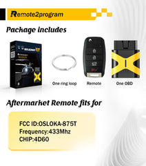 DIY Car Key Programmer OBD Tool and Uncut Blade Car Key Replacement for 2017-2018 Kia Forte with FCC: OSLOKA-875T