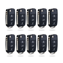 4 BTN Keyless Entry Remote Control Car Uncut Blade Flip Key Fob Replacement for 2011-2016 VW Jetta Passat Beetle 5K0-837-202-R / 5K0-837-202-F / 5K0-837-202-A / 5K0-837-202-AE  KR-V4SB