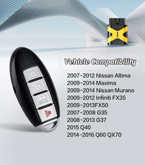 Smart Car Key Self Programmable Keyless Entry Remote Replacement for 2007-2012 Nissan Altima/2009-2013 Infiniti G37 with FCC: KR55WK48903