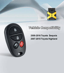Car Key Keyless Entry Remote Control Replacement for Toyota Sequoia 2008-2016/2007-2015 Toyota Highland 315MHZ with FCC: GQ43VT20T