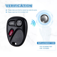 Car Key Fob for Keyless Entry Remote Control Replacement for Chevy GMC 15732803 KOBUT1BT  KR-C3RH