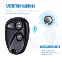 Car Key Fob for Kleyless Entry Remote Replacement for 1997-1999 Tahoe ABO1502T KR-C3RG