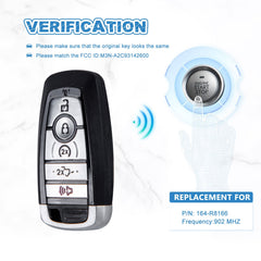 5 BTN Keyless Entry Car Smart Remote 902 MHZ Replacement for 2017-2020 Ford F-Series Truck M3N-A2C93142600, P/N: 164-R8166 KR-F5RF